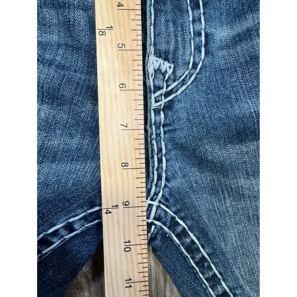 True Religion Jeans Ricky Mens 28x32 Medium Wash Relaxed Straight White T Stitch